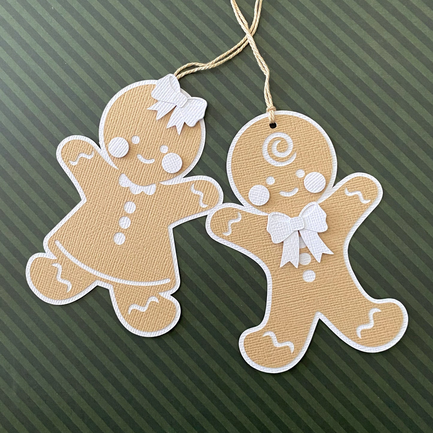 Gingerbread person gift tags, Christmas gift wrapping.