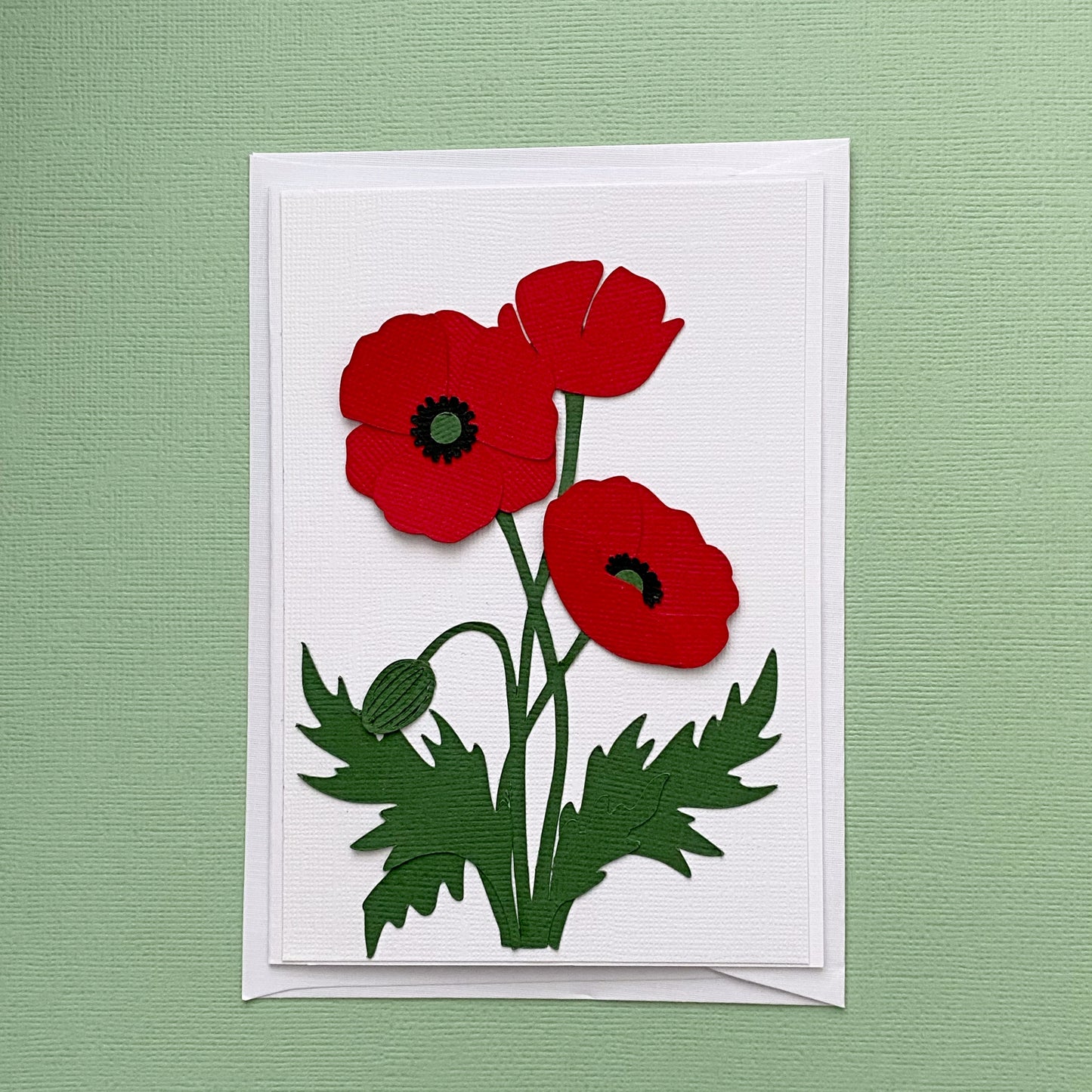 Red Poppy card, blank card, birthday, mothers day.