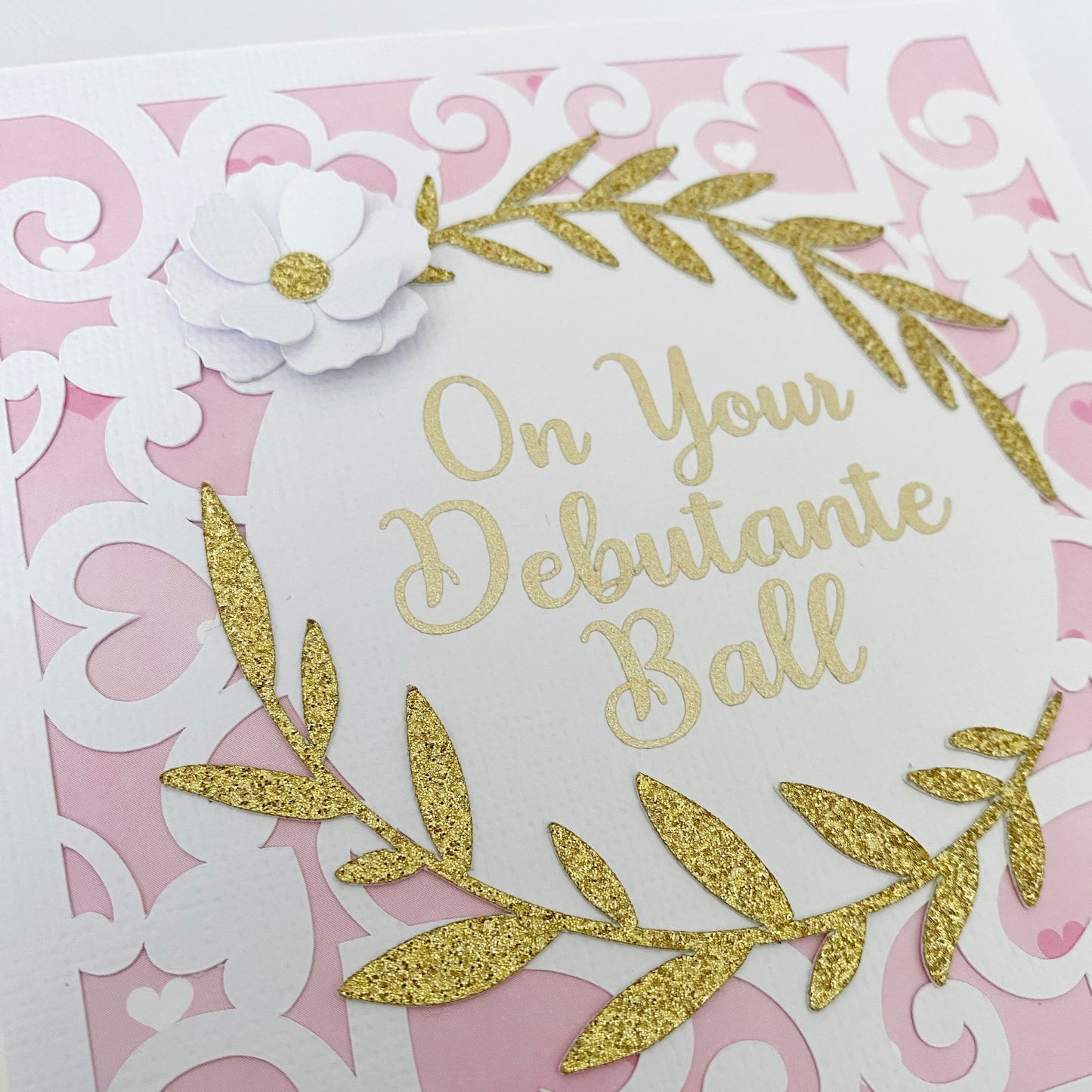 On your debutante ball, floral debutante card.