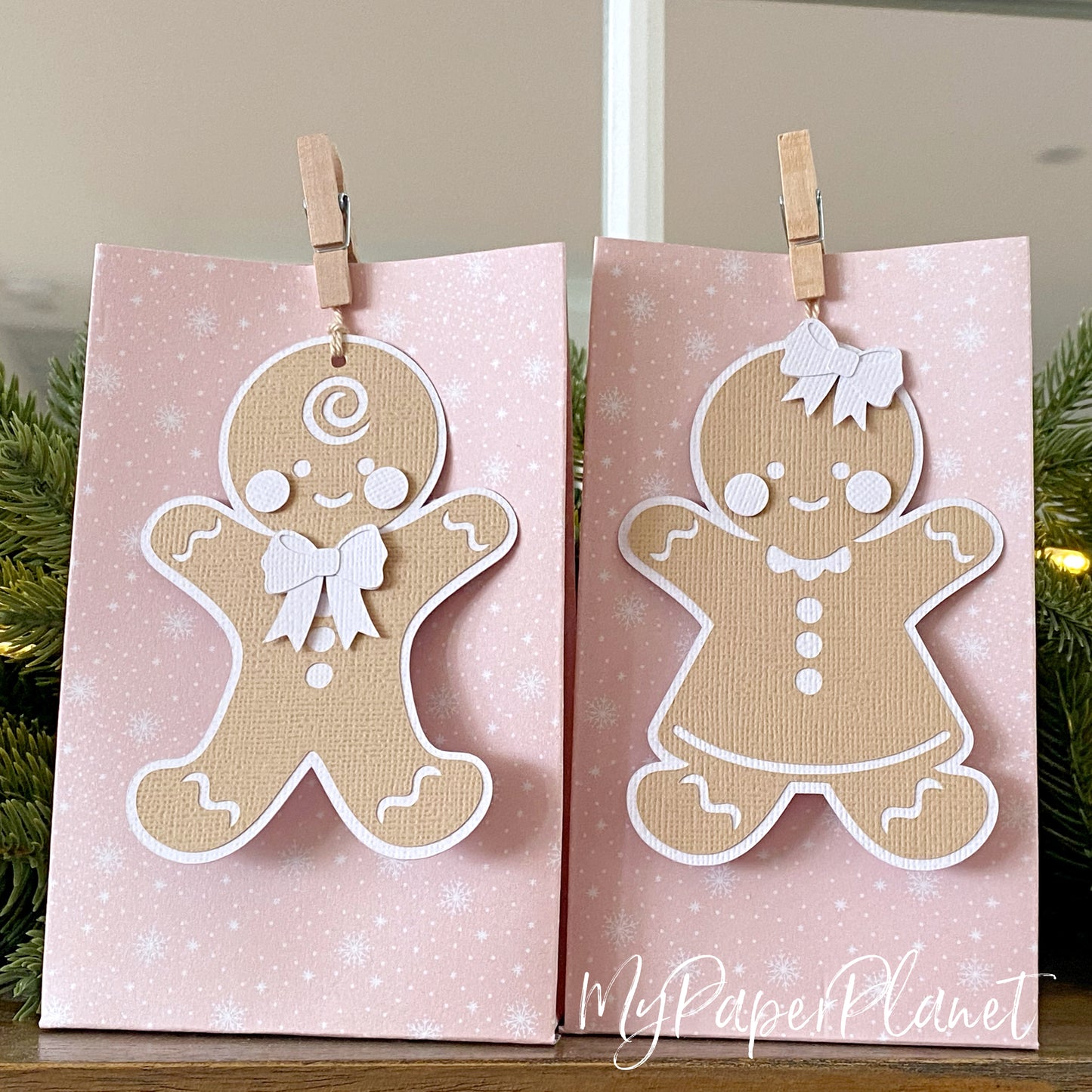 Gingerbread person gift tags, Christmas gift wrapping.