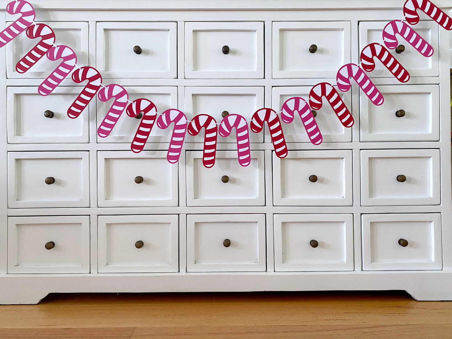 Christmas Candy Cane Garland. Red or Bright Pink.
