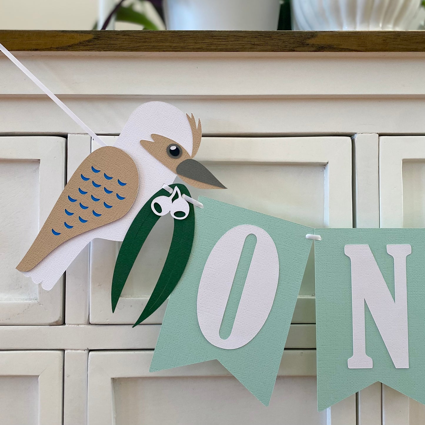 Kookaburra native bird birthday banner.