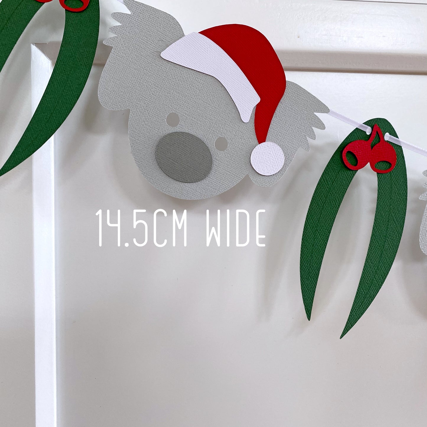 Koala Christmas Garland. Koala and gum leaf Xmas banner.