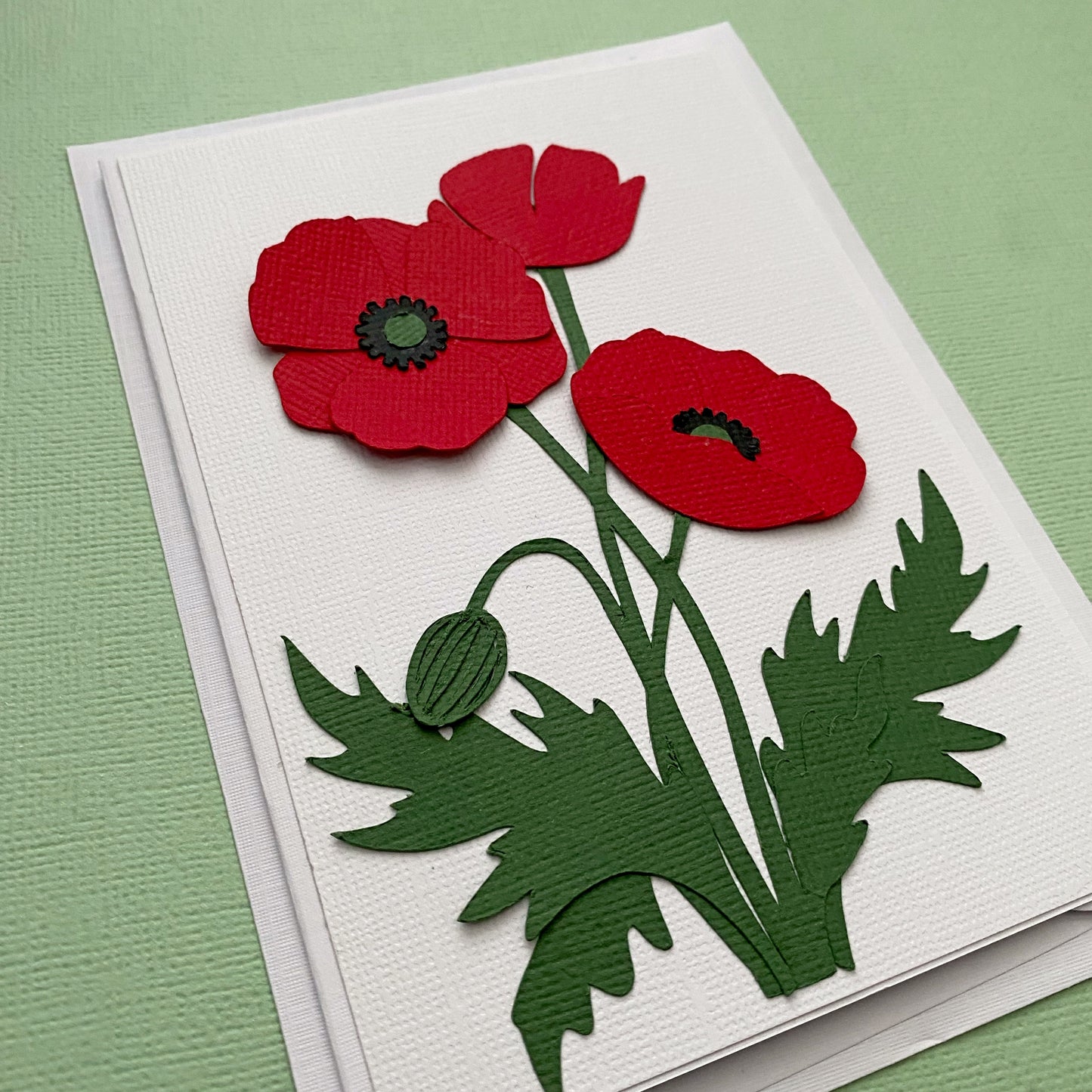 Red Poppy card, blank card, birthday, mothers day.