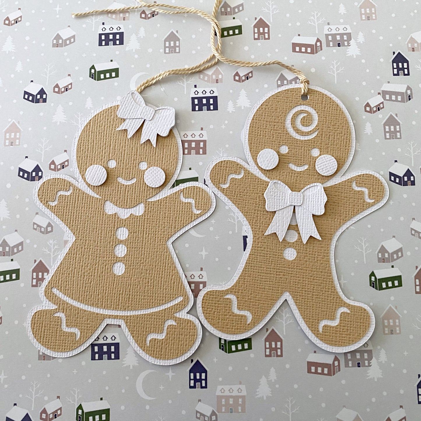 Gingerbread person gift tags, Christmas gift wrapping.