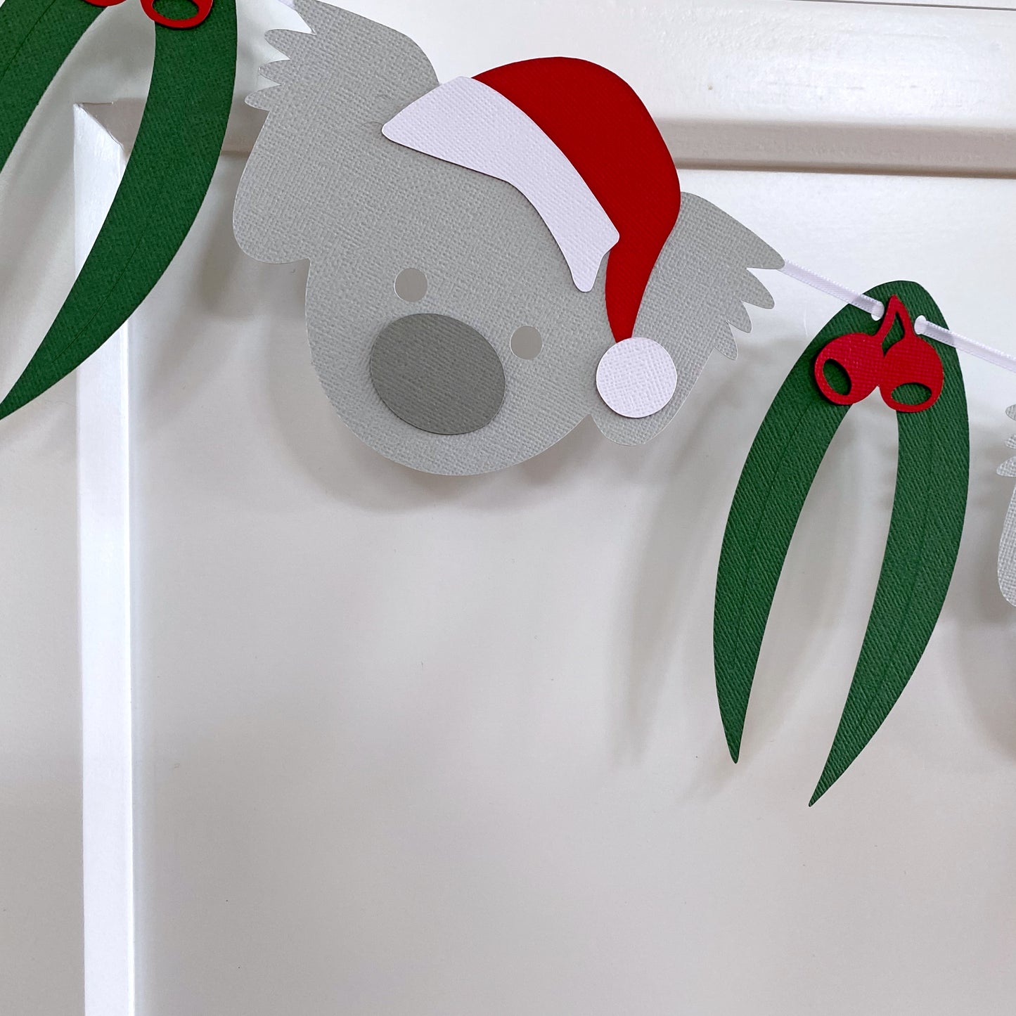 Koala Christmas Garland. Koala and gum leaf Xmas banner.