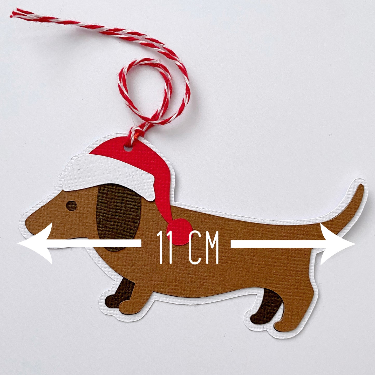 Christmas Dog gift tags. Dachshund with Santa hat.