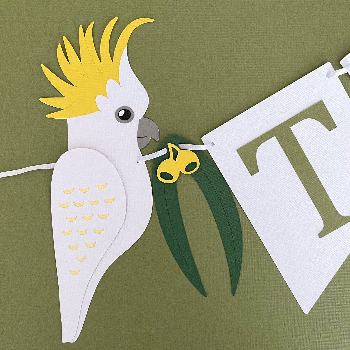 Cockatwo cockatoo native bird birthday banner, party decor.