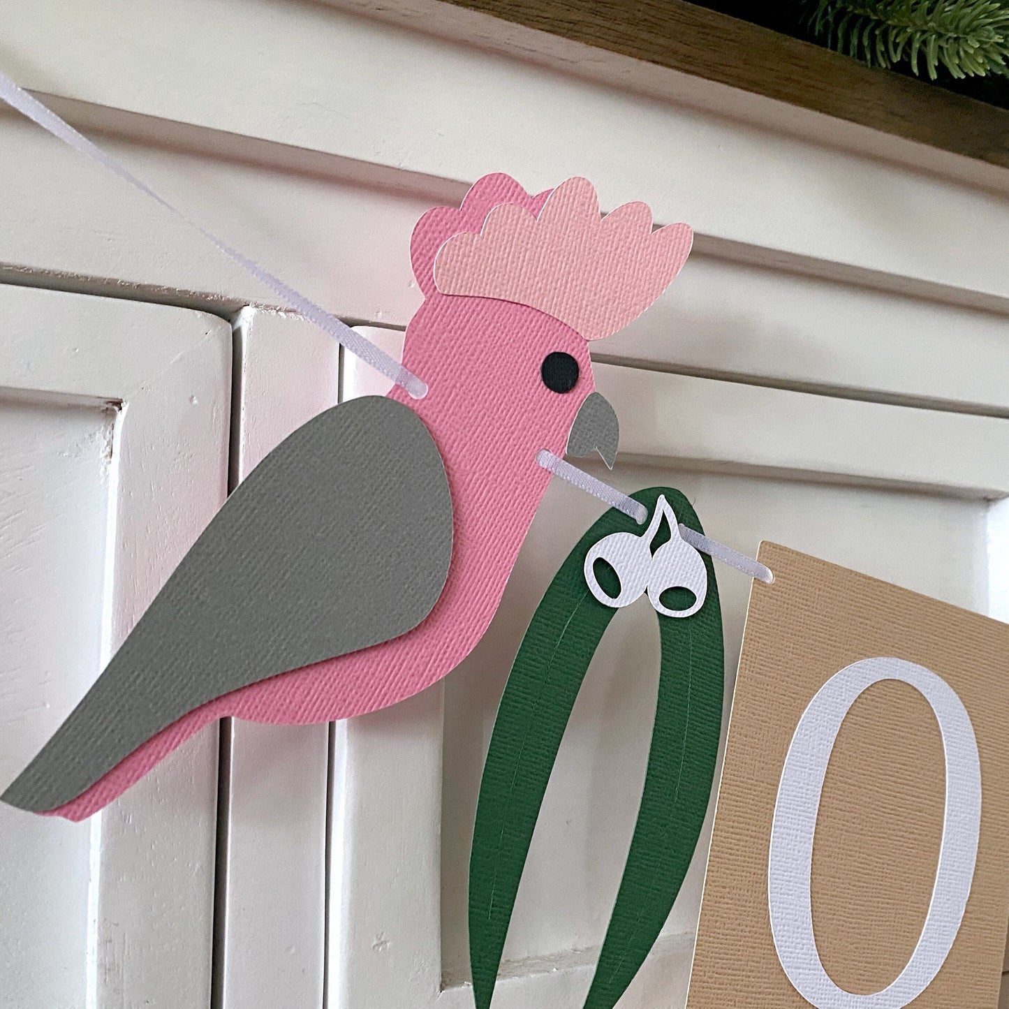Australian Birds Banner ONE Cockatoo, Galah. First Birthday.
