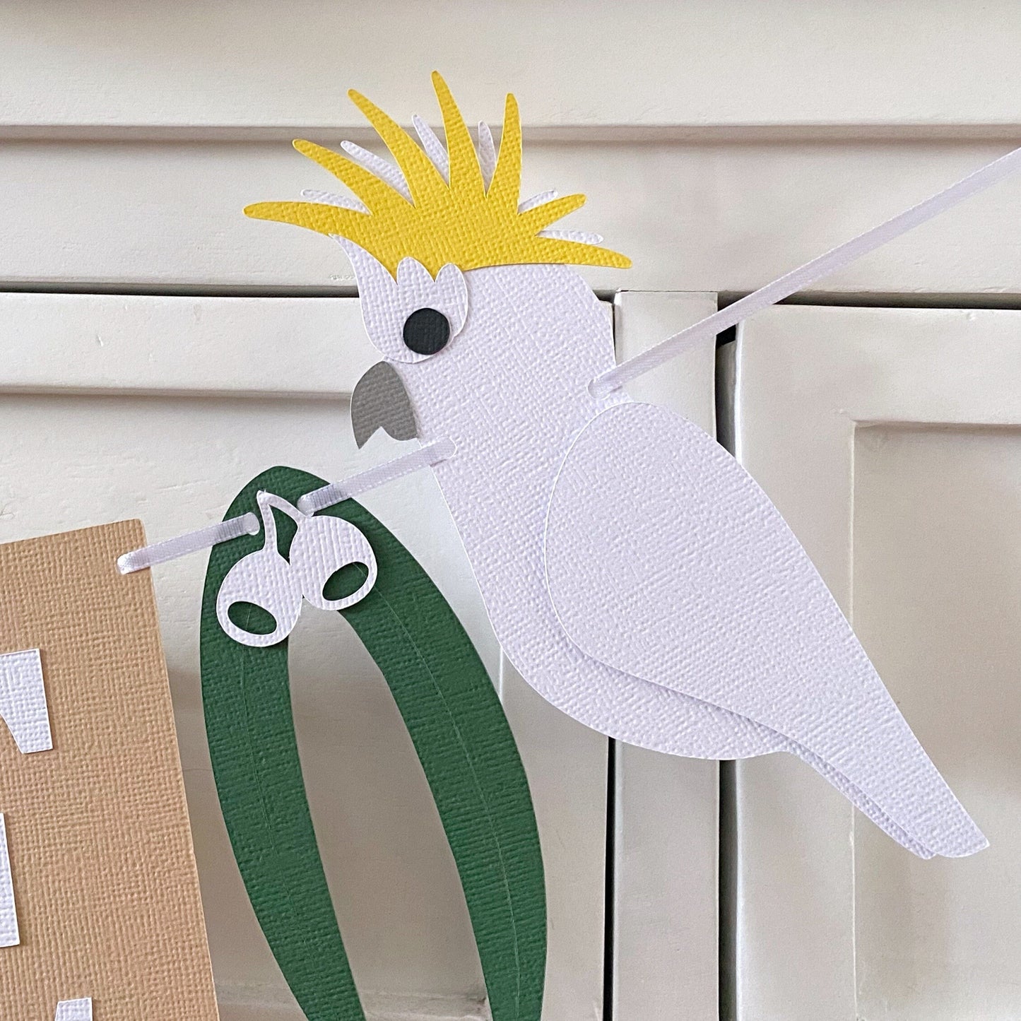Australian Birds Banner ONE Cockatoo, Galah. First Birthday.