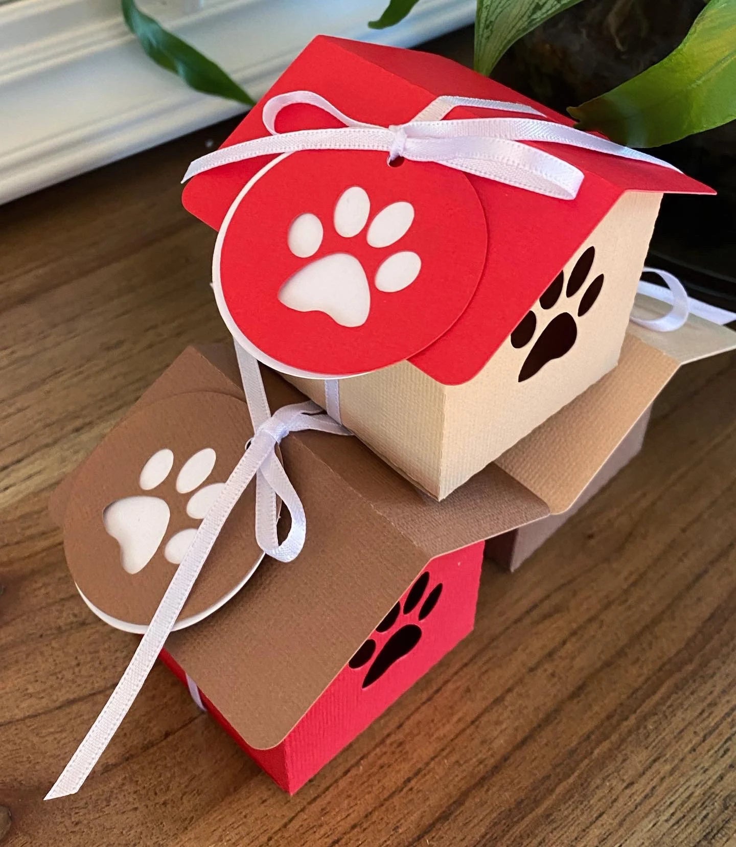 Dog house gift boxes, birthday party favours.