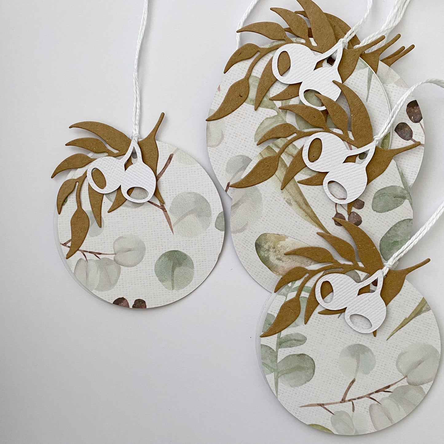 Gum leaf gift tags. Australian botanical favour tags, Christmas gifting.