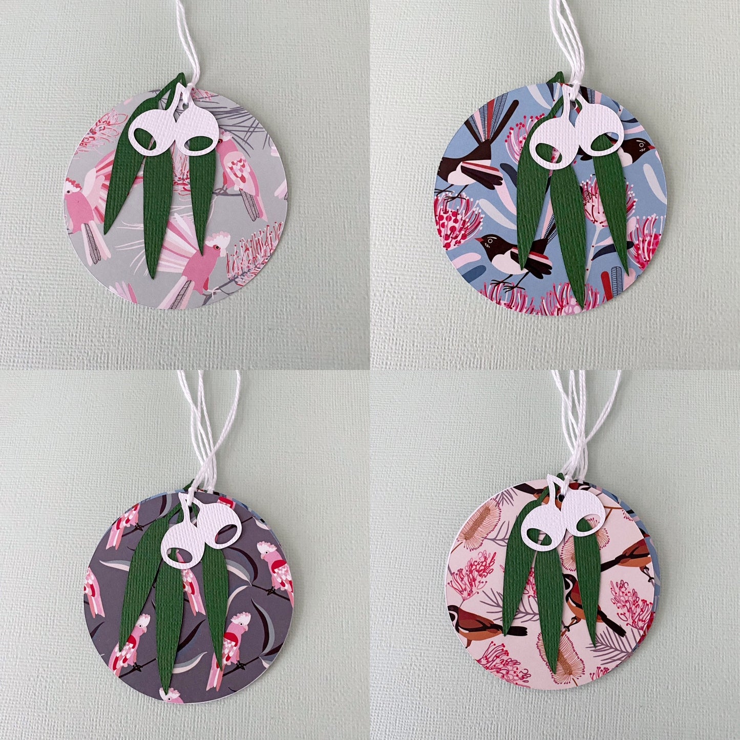 Australian Bird Gift Tags. Gum leaf, Christmas or birthday gift tags.