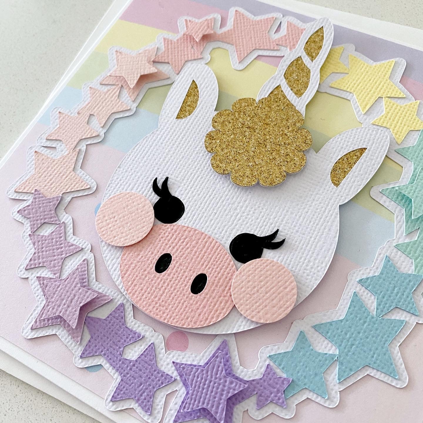 Pastel Rainbow Unicorn Birthday Card