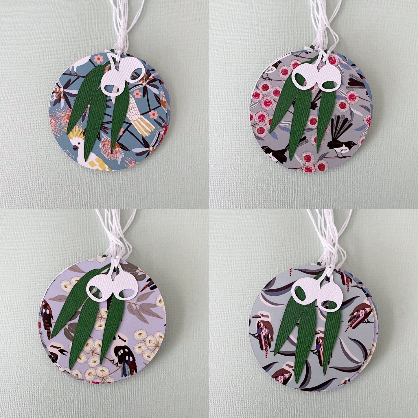 Australian Bird Gift Tags. Gum leaf, Christmas or birthday gift tags.