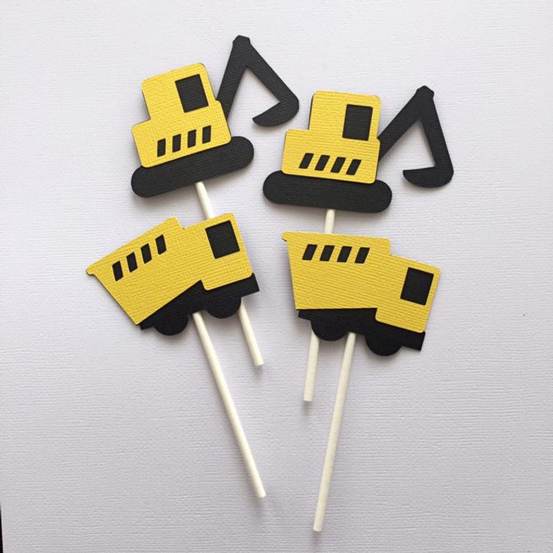 Construction Truck or Digger Cupcake Toppers