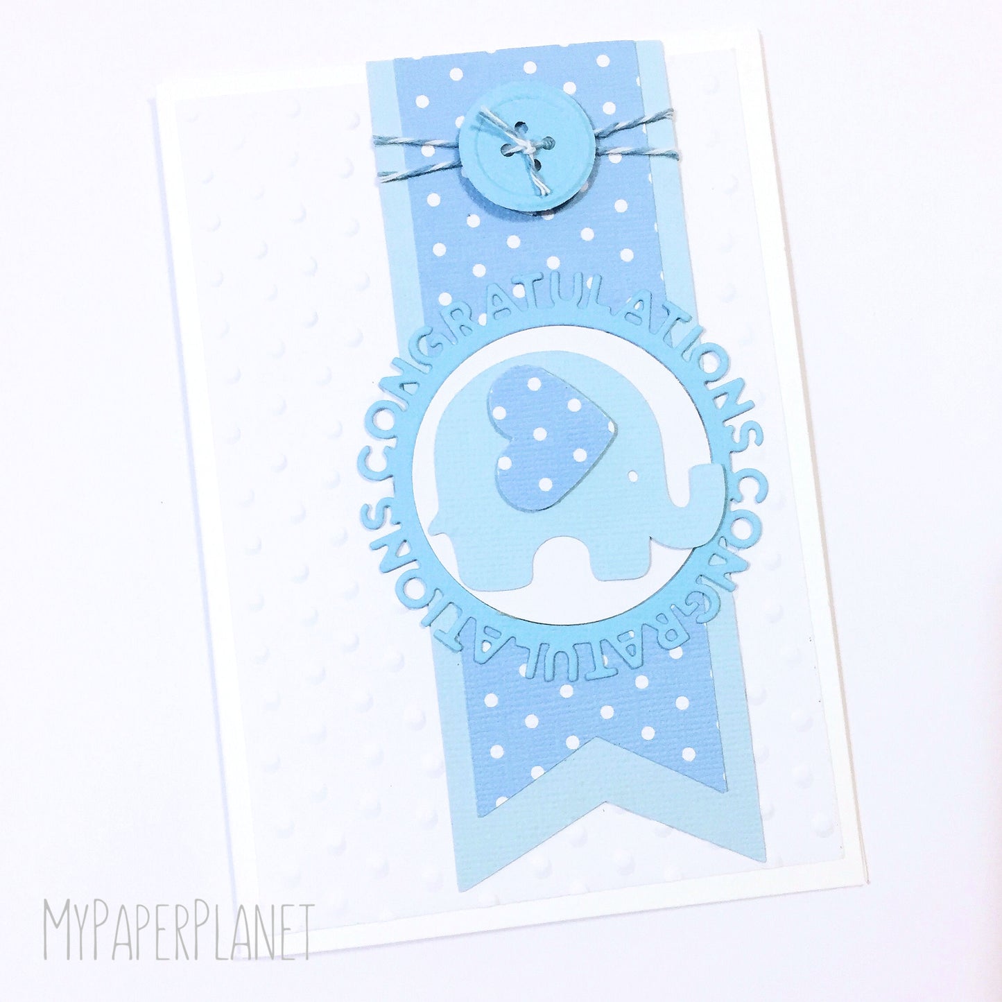 Congratulations Baby Elephant Greeting Card Blue