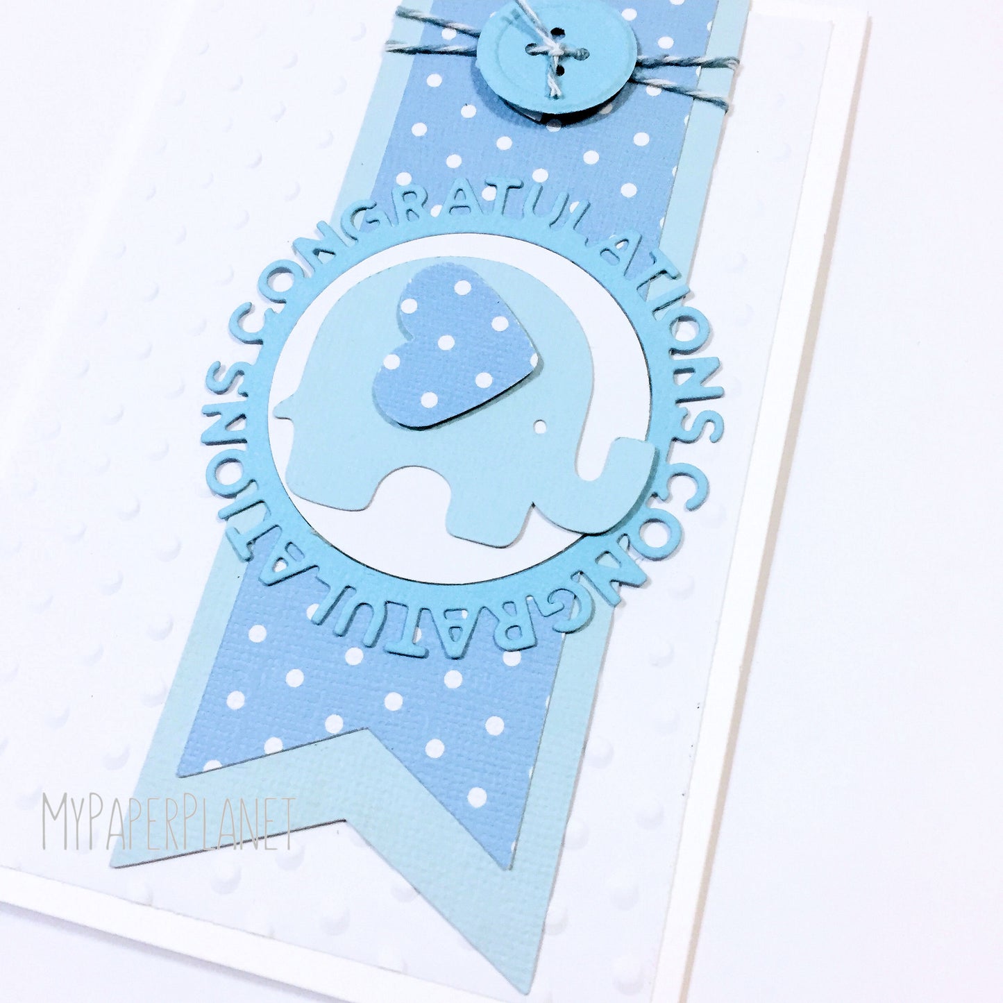 Congratulations Baby Elephant Greeting Card Blue