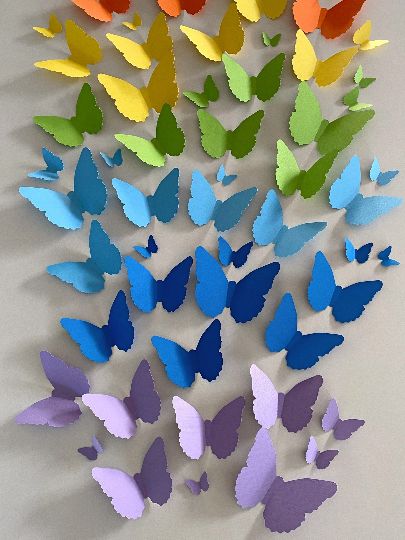 Butterfly Rainbow wall shapes, party decor.