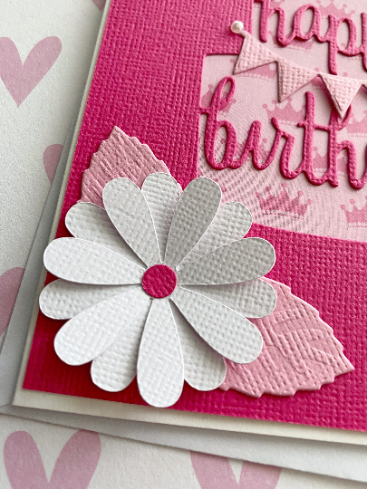 Daisy Happy Birthday card in pink.