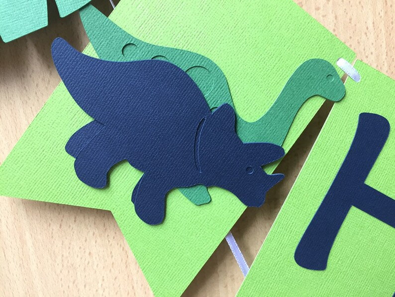 Dinosaur Happy Birthday party banner.