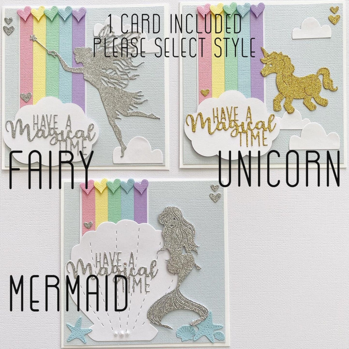 Mermaid Pastel Rainbow birthday card.