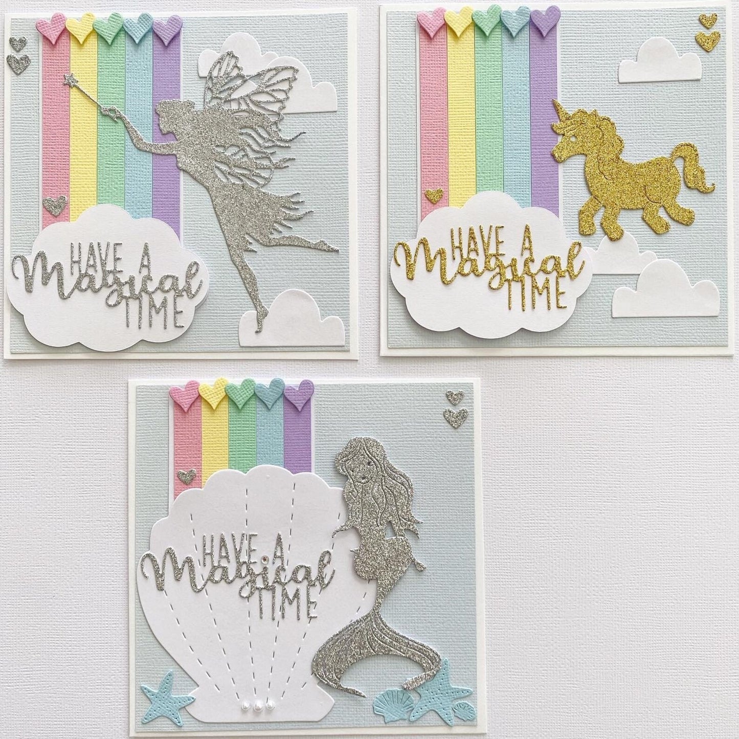 Mermaid Pastel Rainbow birthday card.