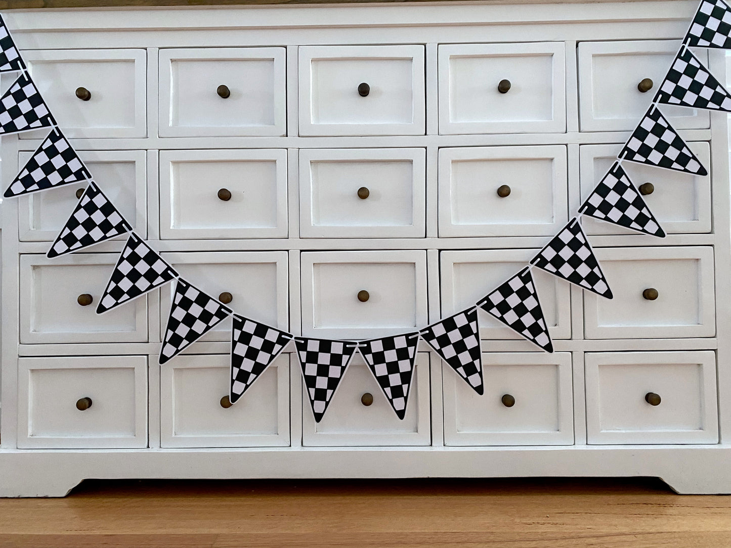 Checkered Flag Party Bunting. Racing car birthday.