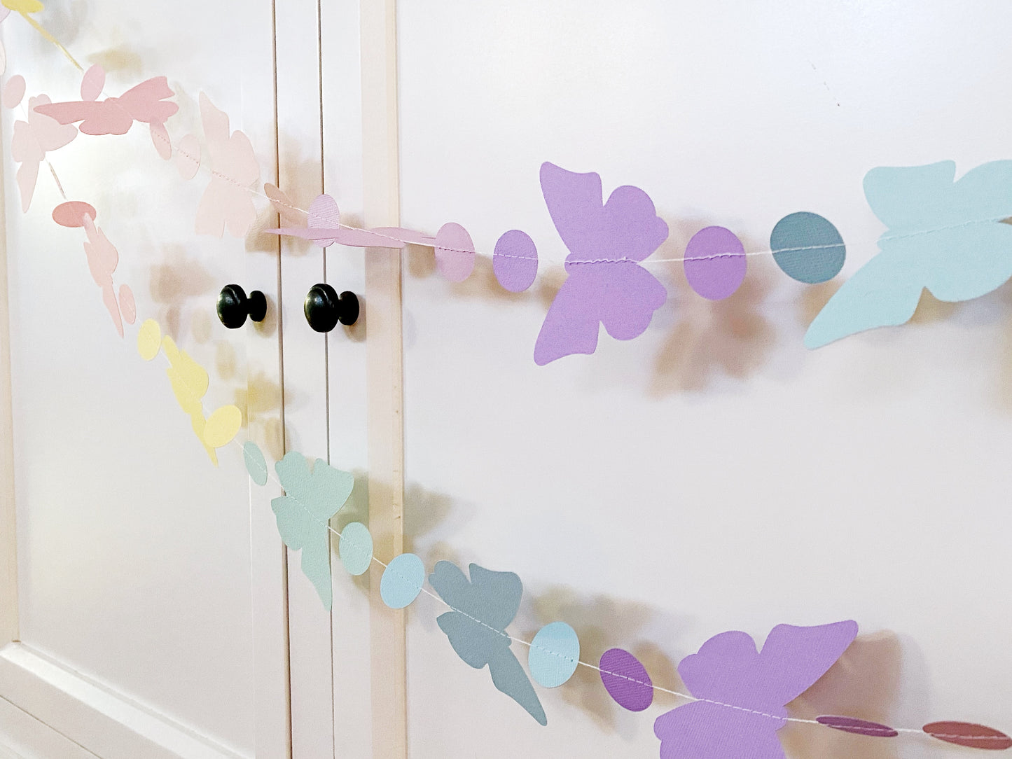 Butterfly Garland, Pastel Rainbow party decor.