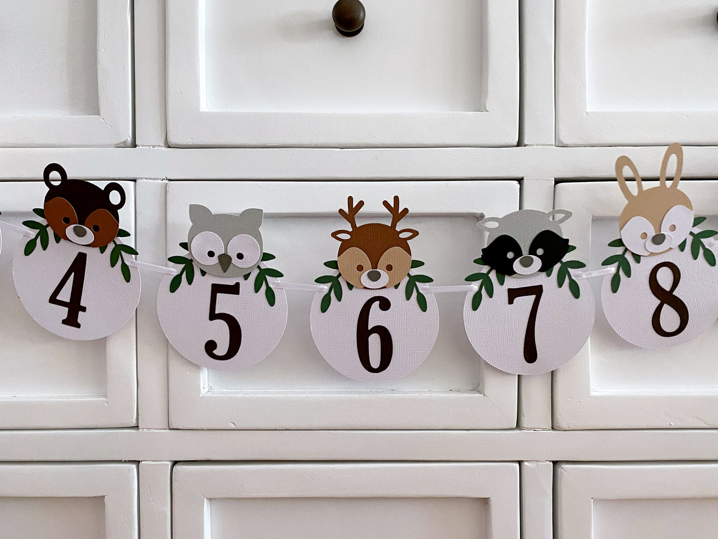 Woodland Animal First Birthday Banner. NB-12 Month photo garland.