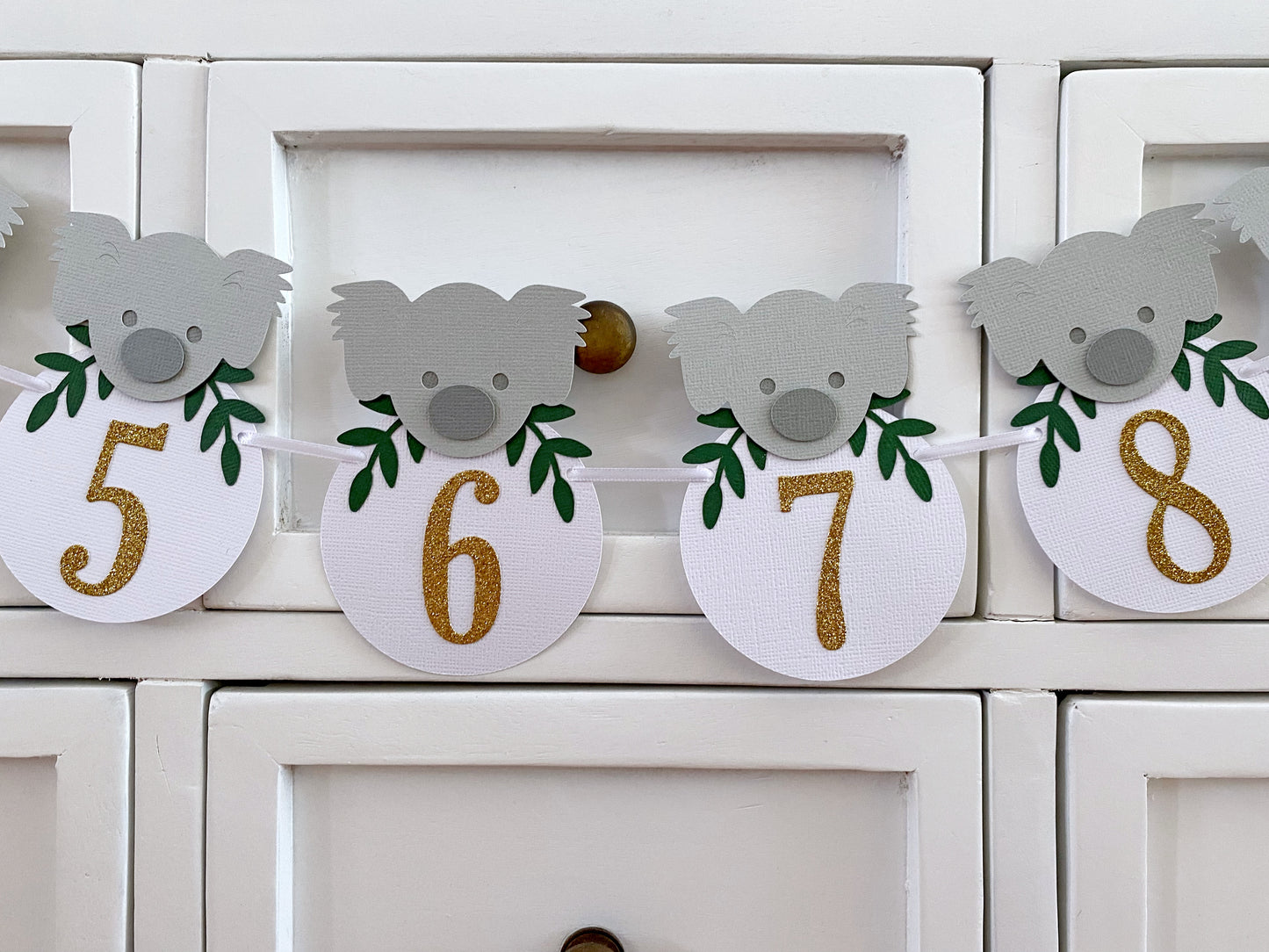 Koala First Birthday Banner. NB-12 Month photo garland.