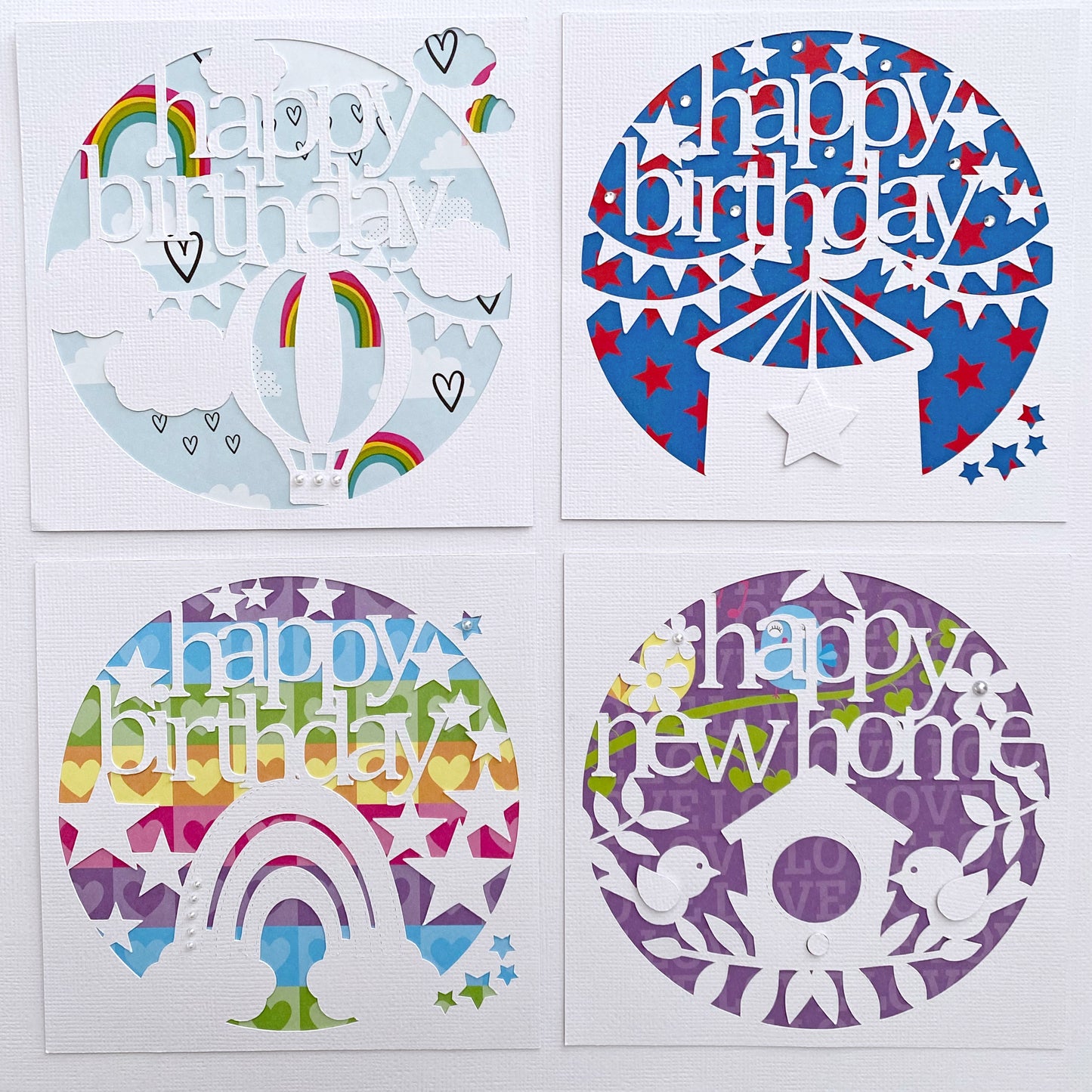 Rainbow Happy Birthday card. Rainbow and stars greeting card.