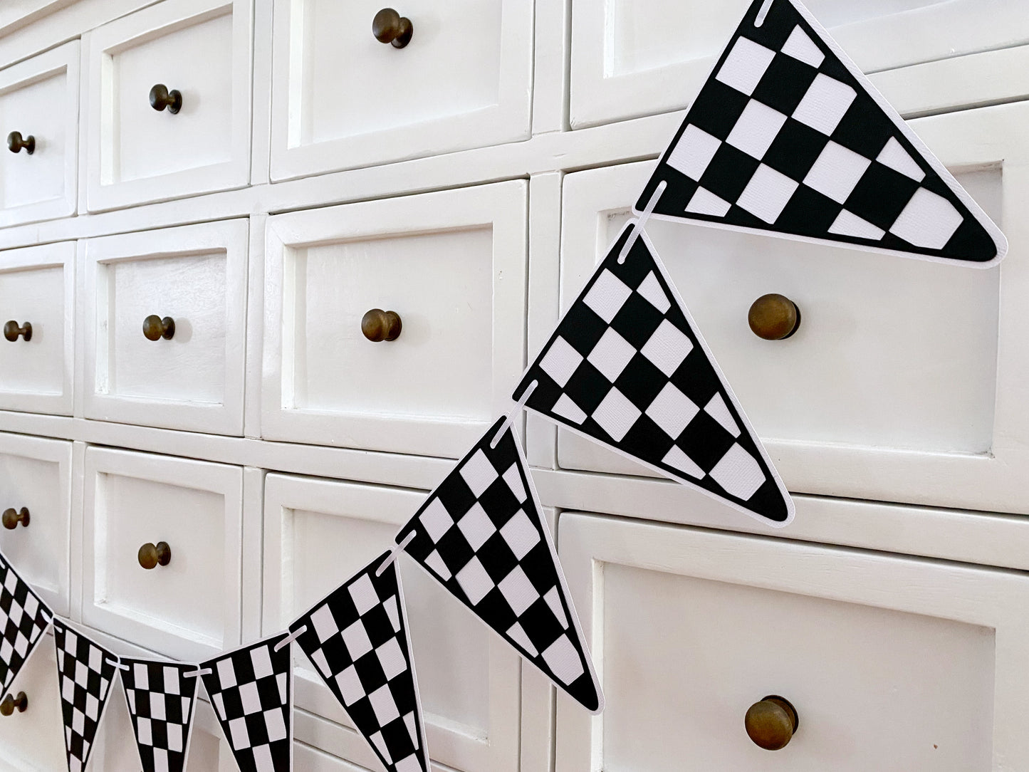 Checkered Flag Party Bunting. Racing car birthday.