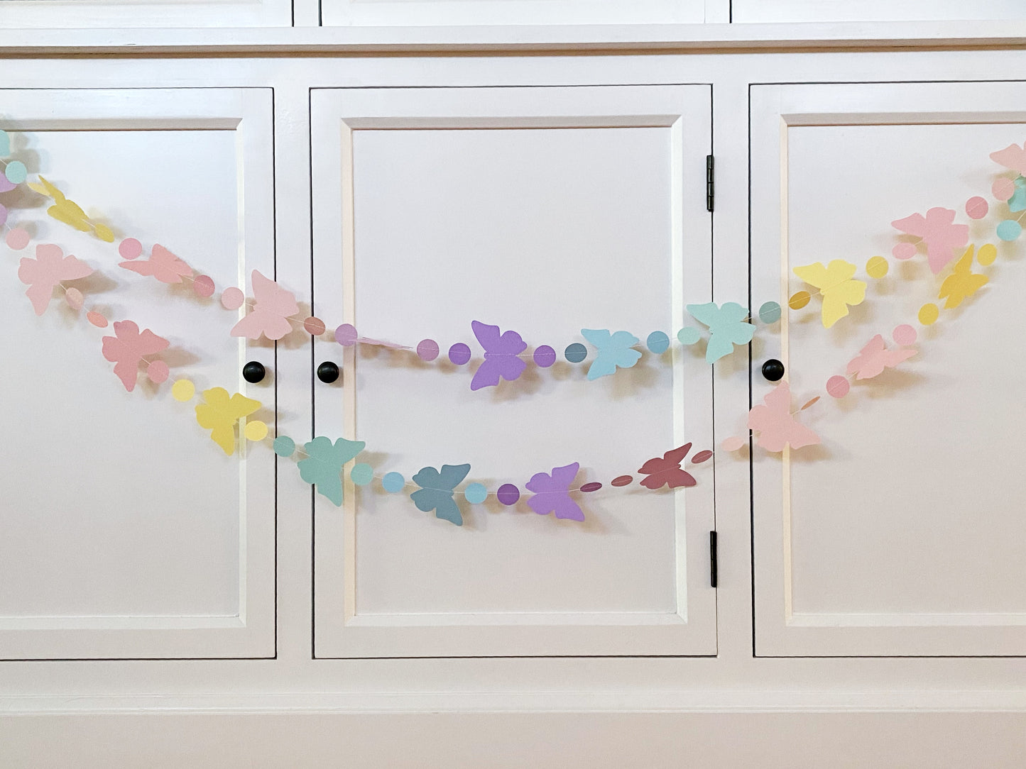 Butterfly Garland, Pastel Rainbow party decor.