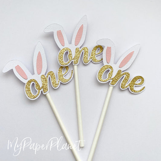 Some Bunny is One cupcake toppers.