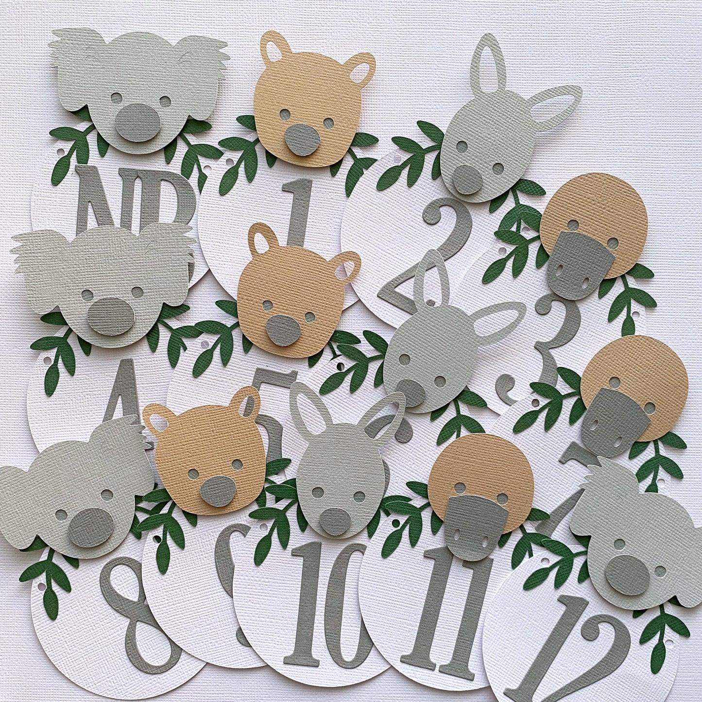 Australian Animal First Birthday Banner. NB-12 Month photo garland.