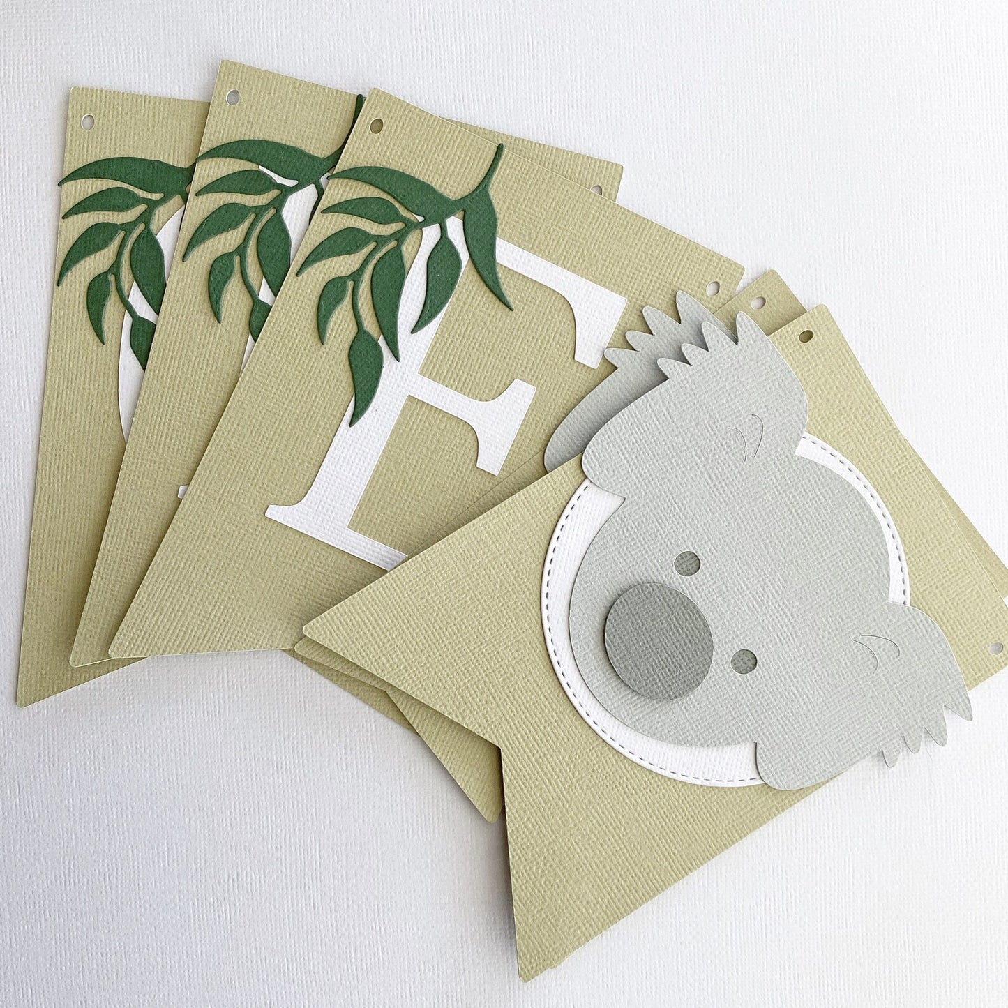 Koala OH BABY Gum Leaf Banner. Baby shower banner.