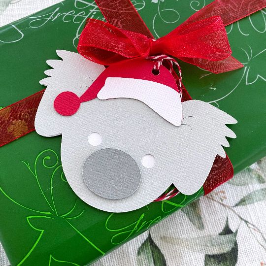 Aussie Christmas Koala gift tags. Koala with Santa hat.