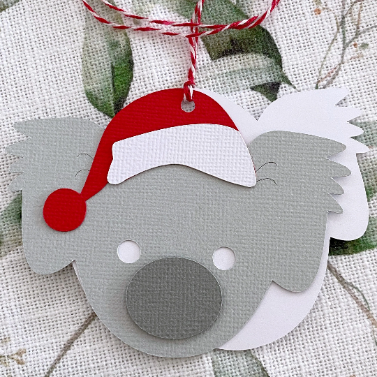 Aussie Christmas Koala gift tags. Koala with Santa hat.