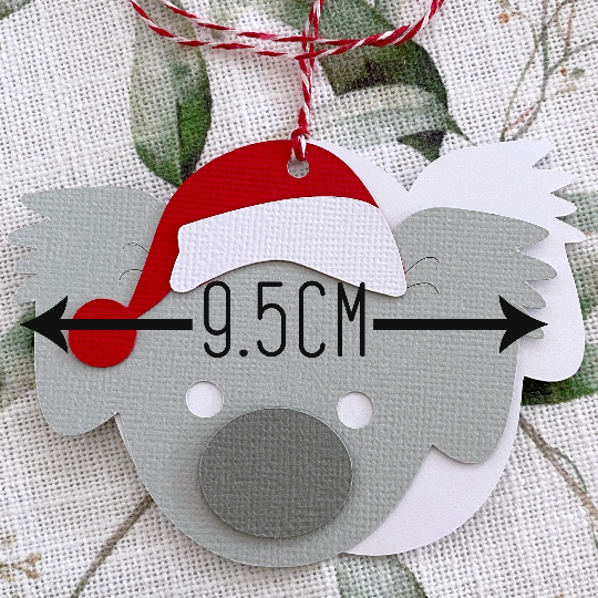 Aussie Christmas Koala gift tags. Koala with Santa hat.