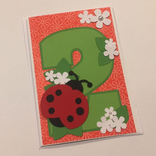 Ladybug greeting card. Age birthday card.