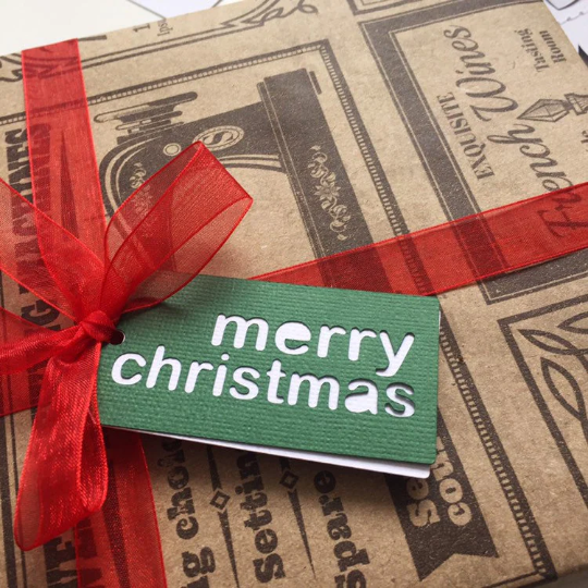 Merry Christmas gift tags in Green