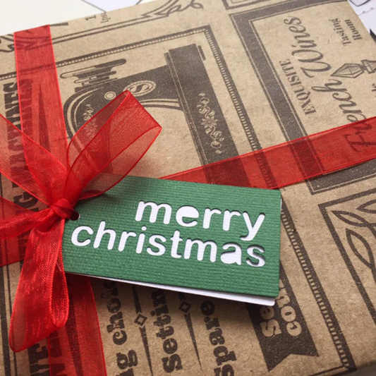 Merry Christmas gift tags in Green