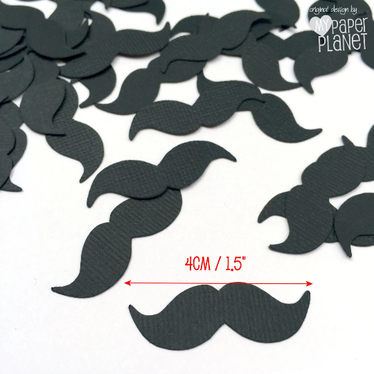 Black moustache shapes. Confetti, baby shower table scatters.