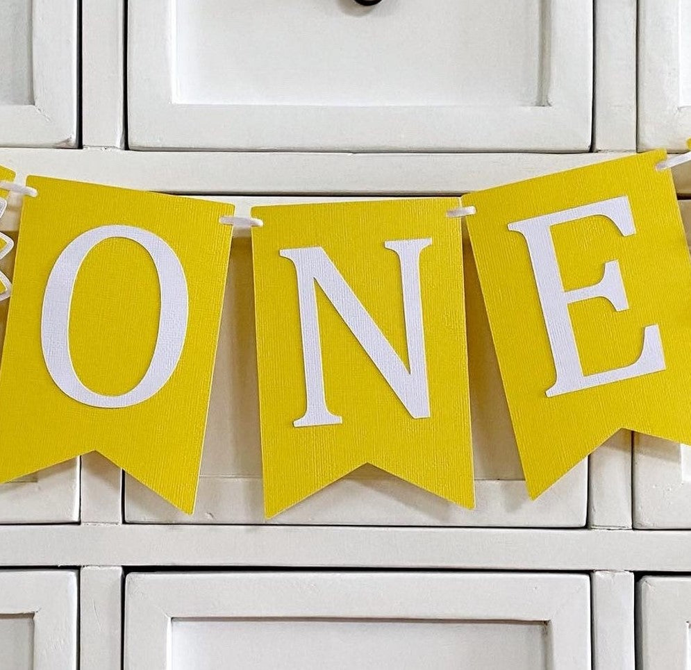Sunflower ONE Banner. First birthday bunting.