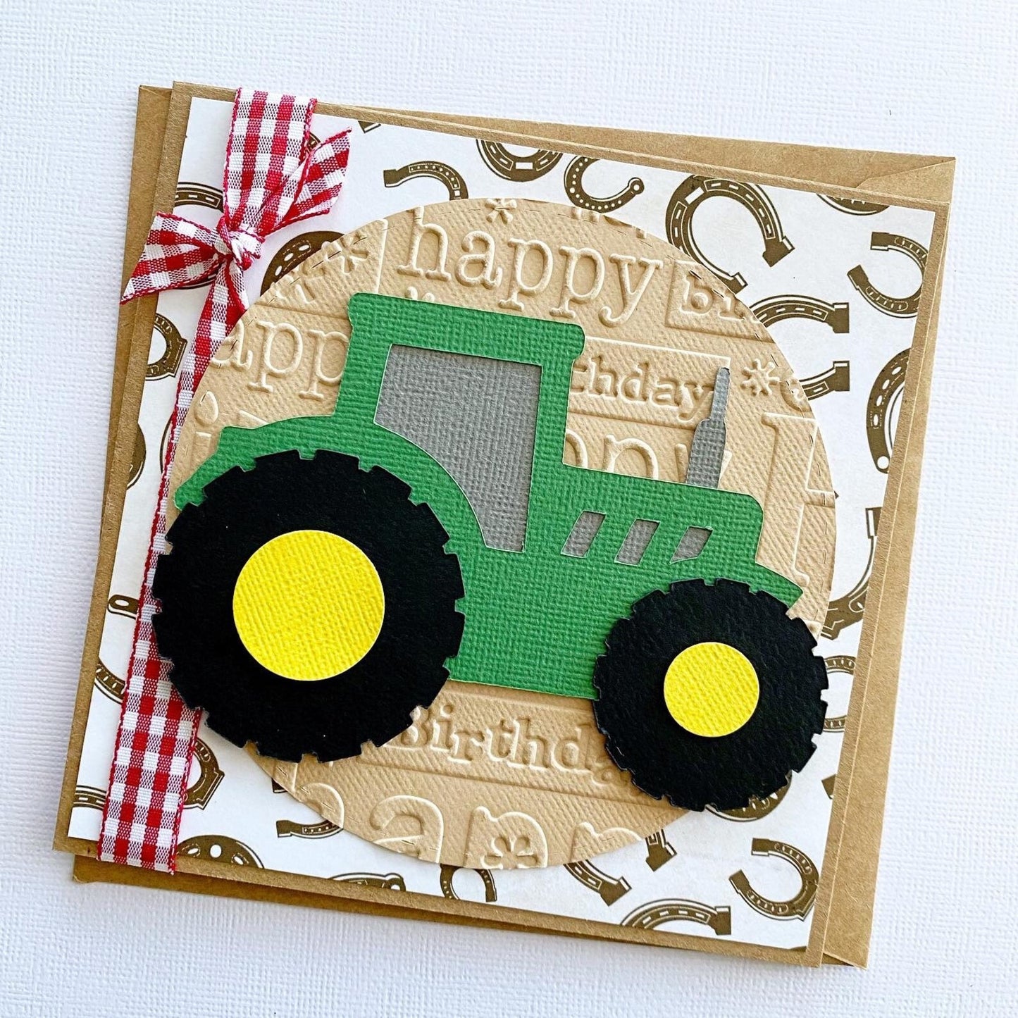 Tractor Birthday card, red or green.