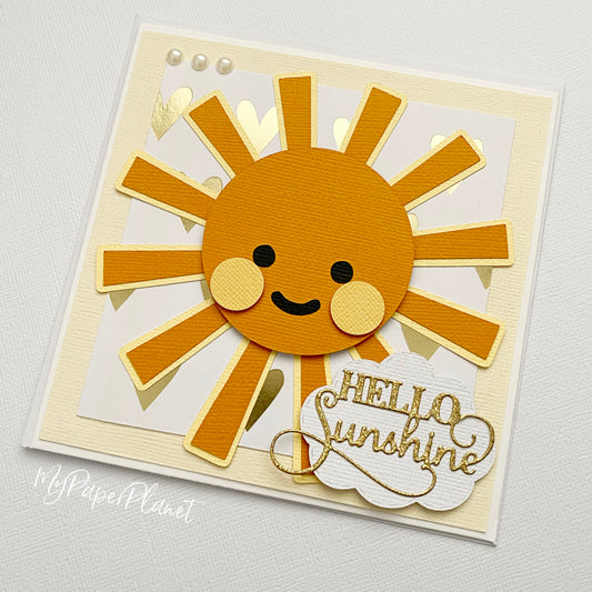 Hello Sunshine, sunny greeting card, blank birthday card.