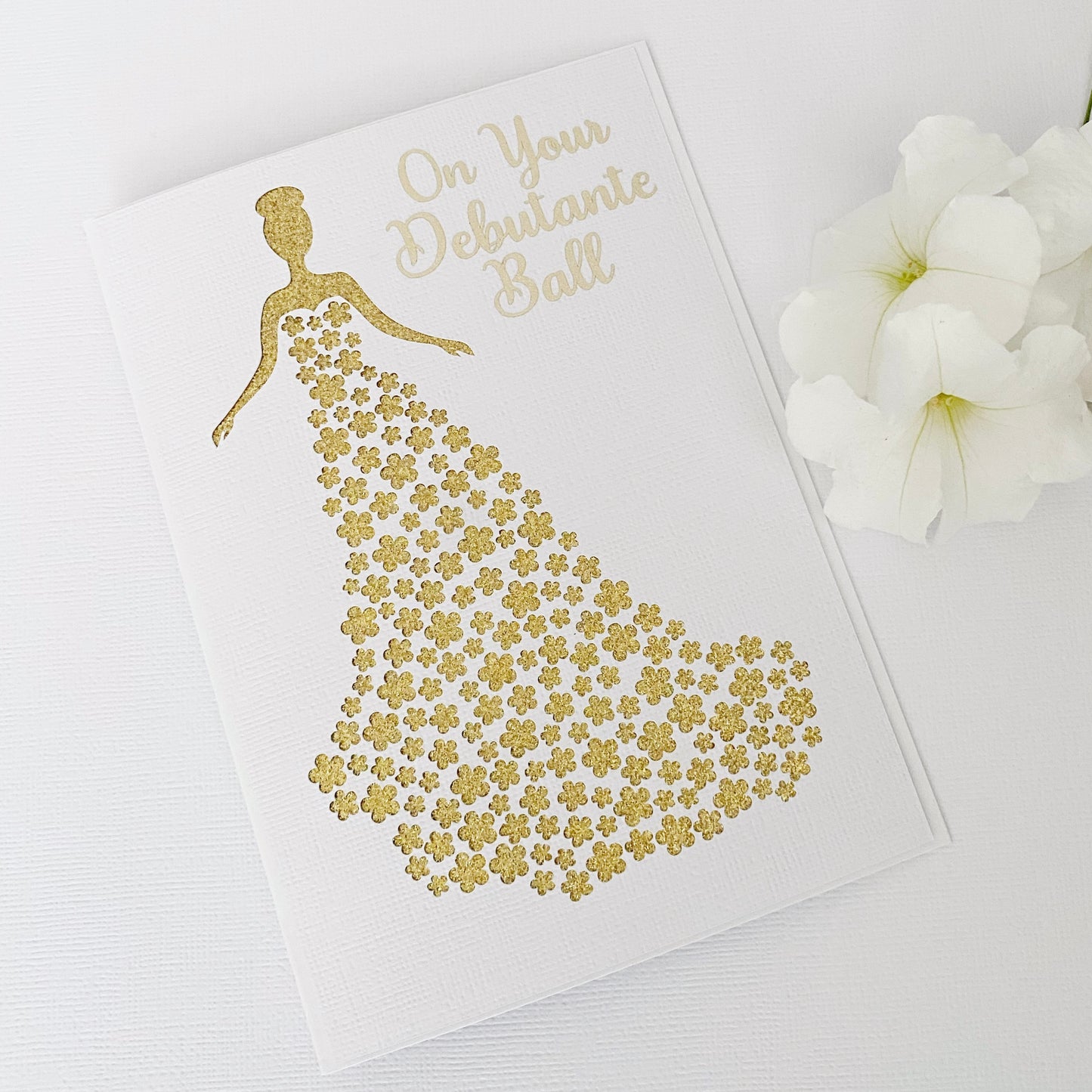 On your debutante ball, floral debutante card.