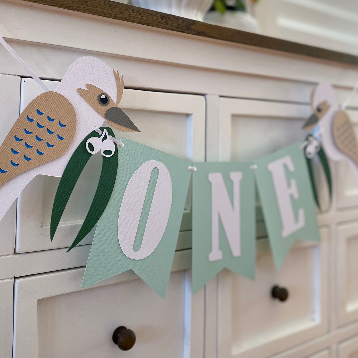 Kookaburra native bird birthday banner.