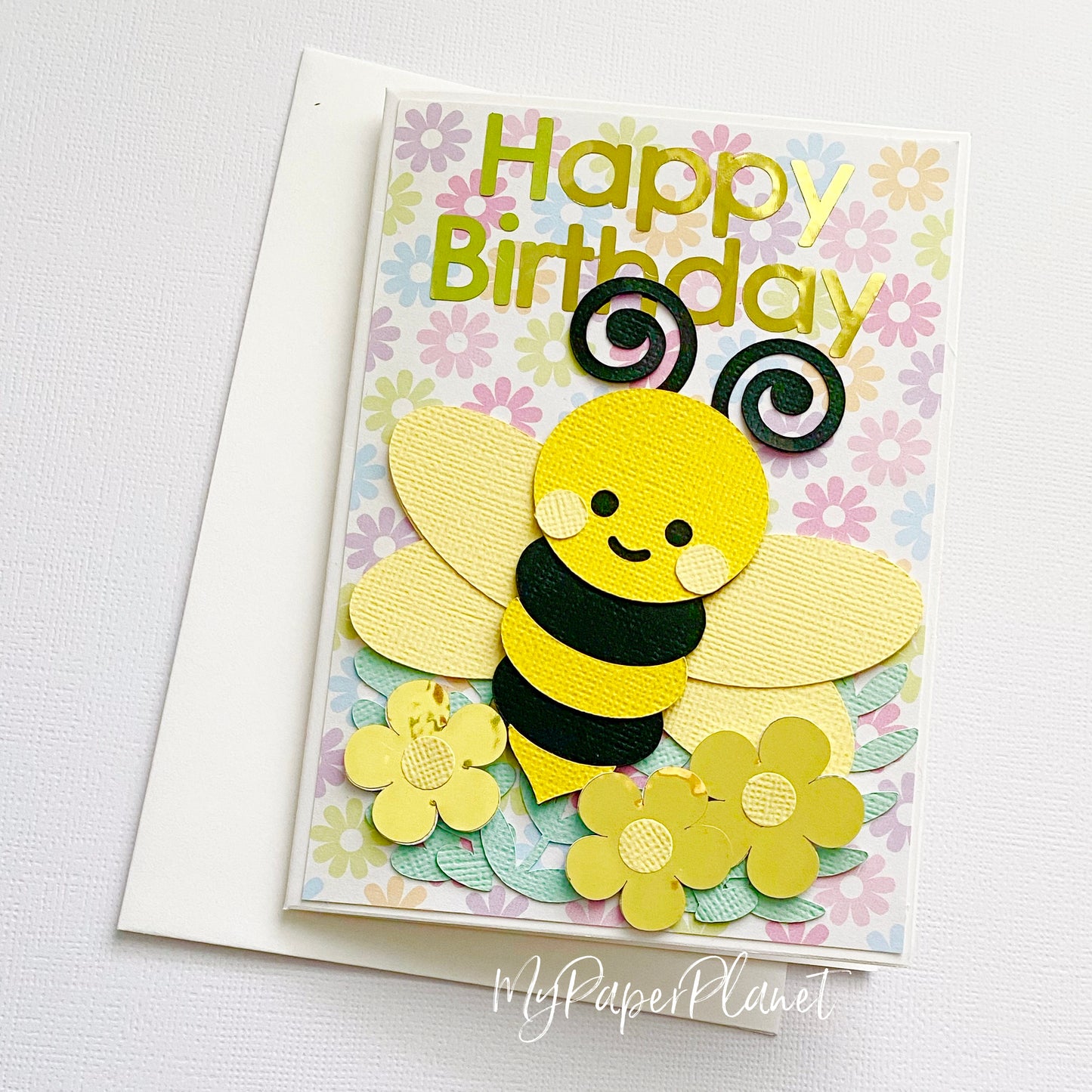 Happy Bee-day Birthday card with bee